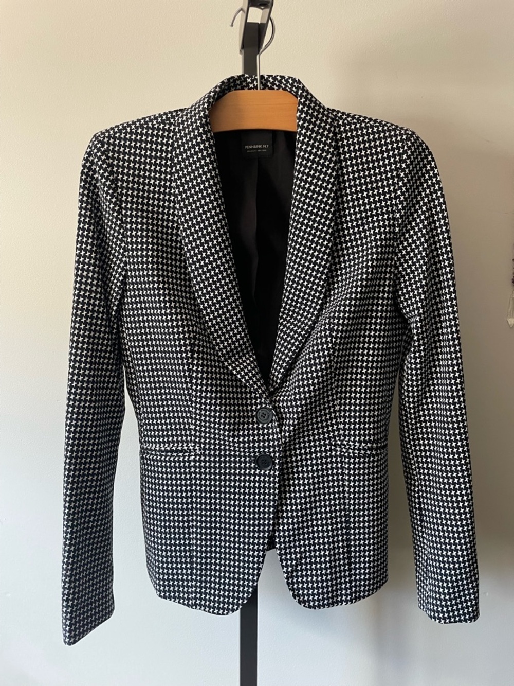Penn&Ink NY Houndstooth Blazer Suit Jacket Tailored Travel Wrinkle Resistant